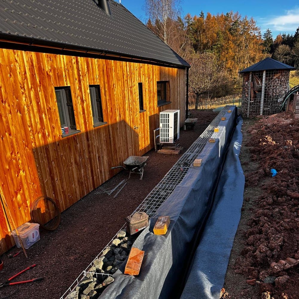 Gabion – dokončená zeď